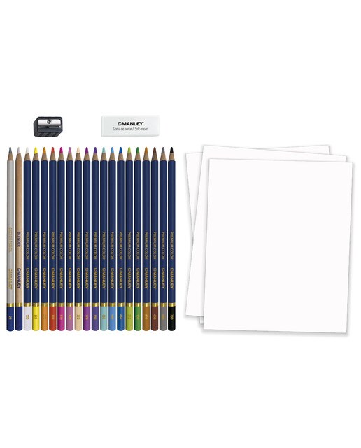 Conjunto Criativo com Lápis de Cores 23 Peças Multicolor-2