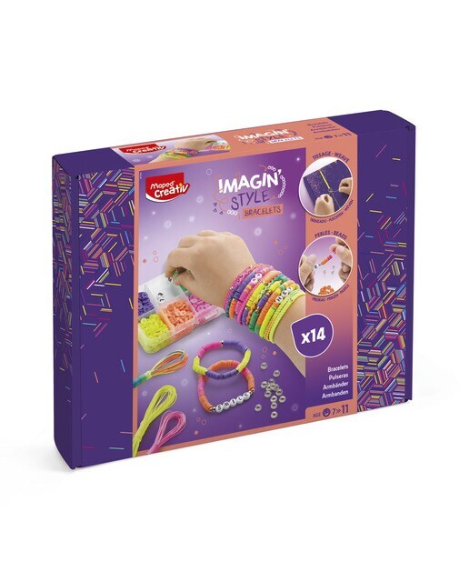 Confección pulseras con tejido y perlas Maped