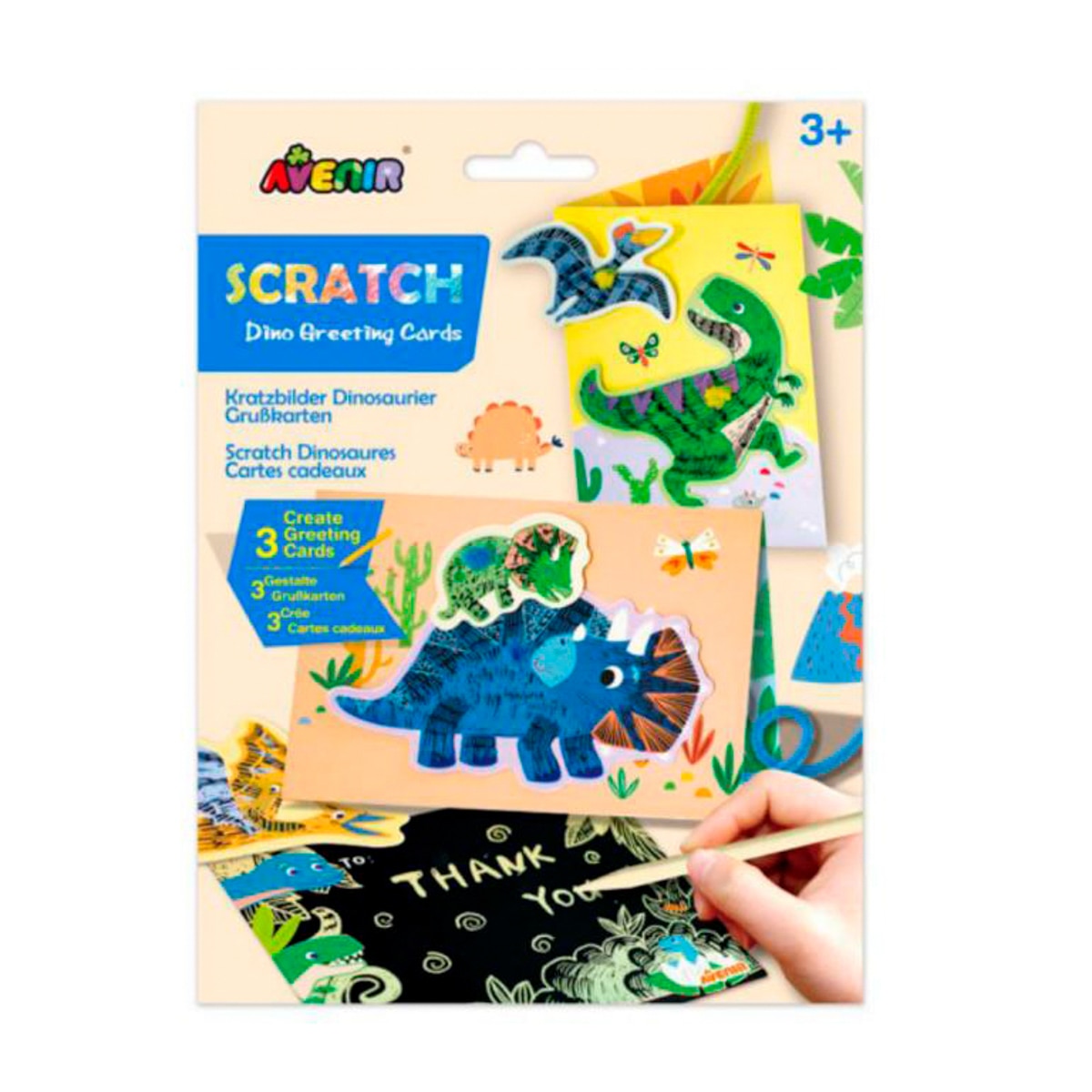 Imagen 0 de Tarjetas de Felicitación Dinosaurios Scratch Avenir Multicolor