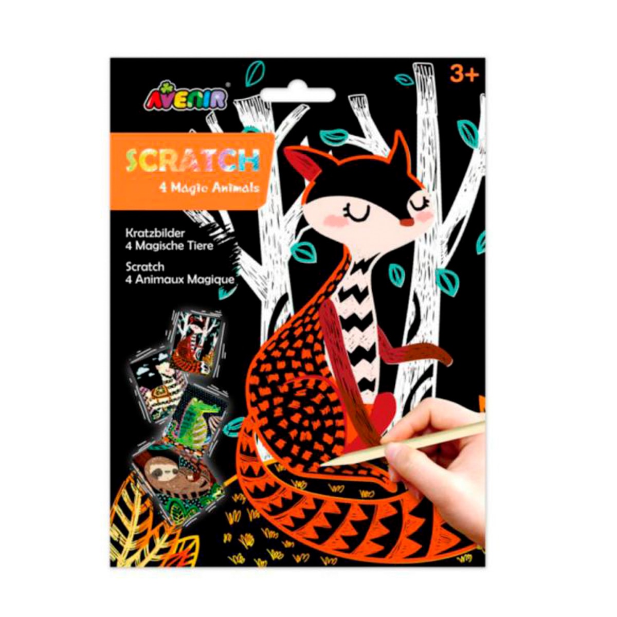 Imagen 0 de Lámina Scratch Magic Animales 4 hojas Avenir Multicolor