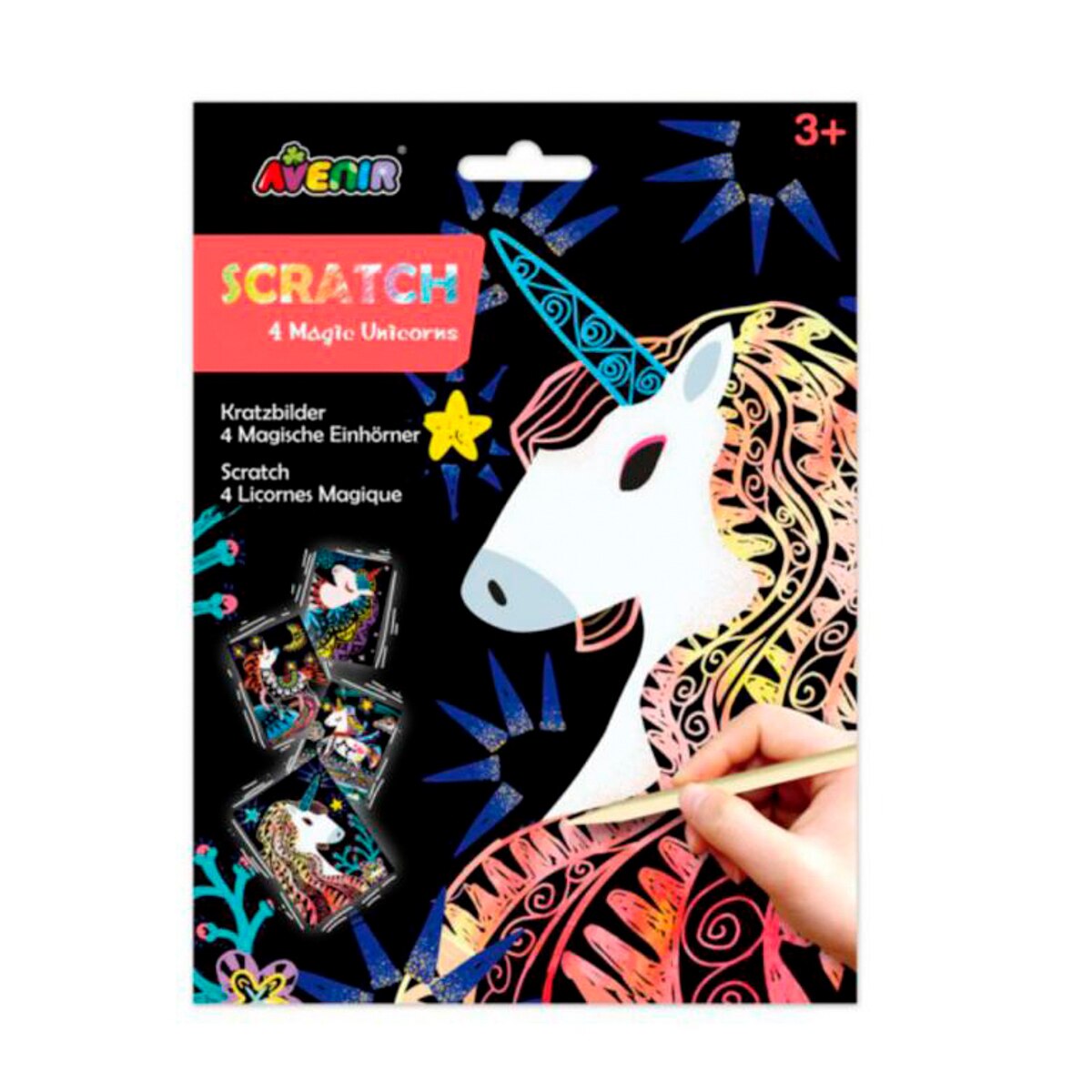 Lâmina Scratch Magic Unicornios 4 folhas Avenir multicor Multicolor-1