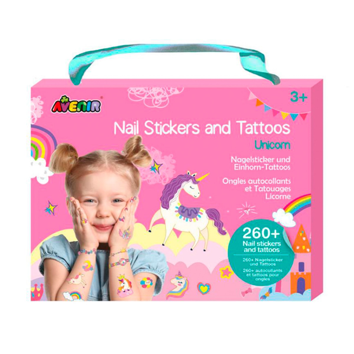 Imagem 0 de Set Autocolantes Unhas e Tatuagens Unicórnio Avenir Multicolorido