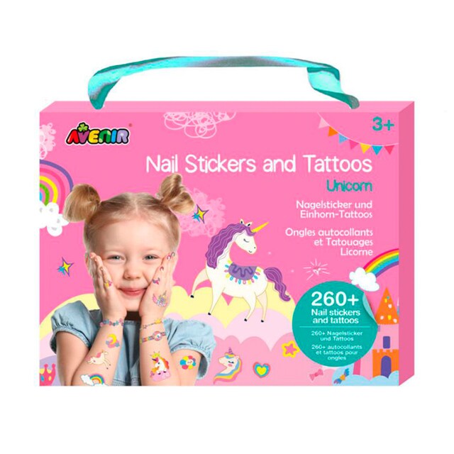 Imagem 0 de Set Autocolantes Unhas e Tatuagens Unicórnio Avenir Multicolorido