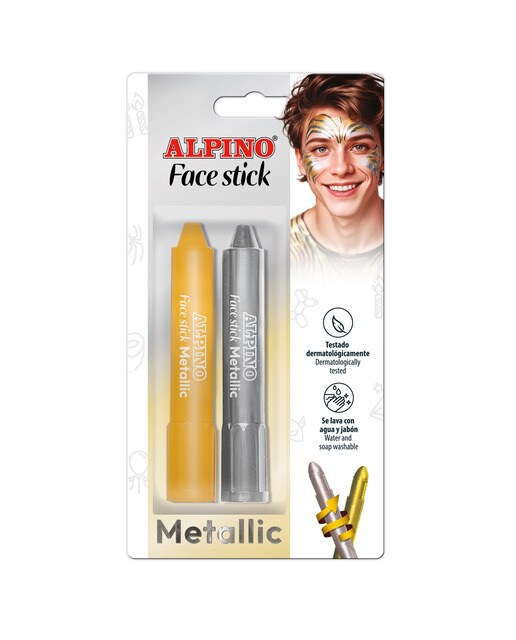 Blister 2 face stick Alpino metallic gold silver 1