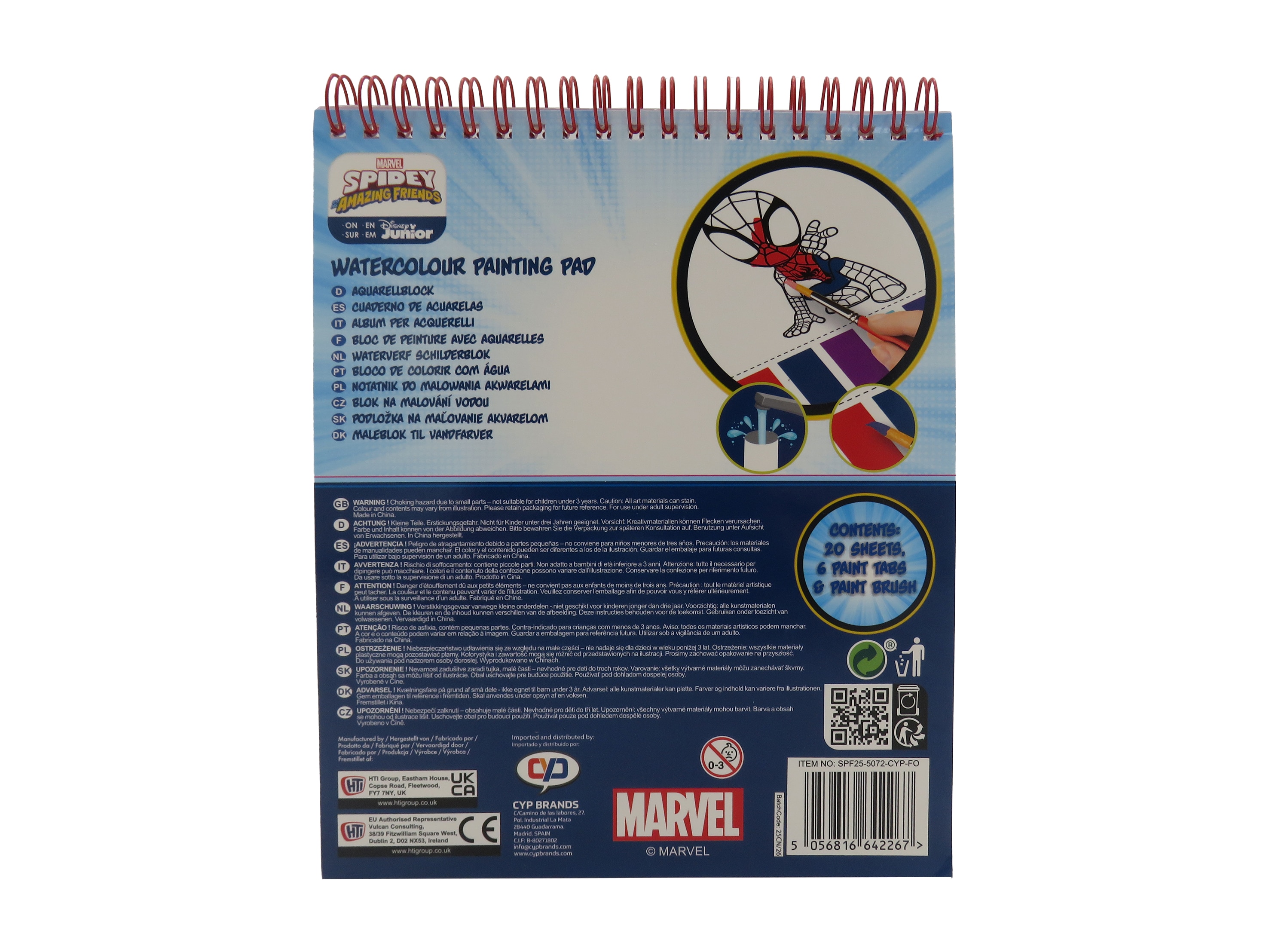 Bloc de dibujo con acuarelas Spidey CyP Brands multicolor multicolor Multicolor-2