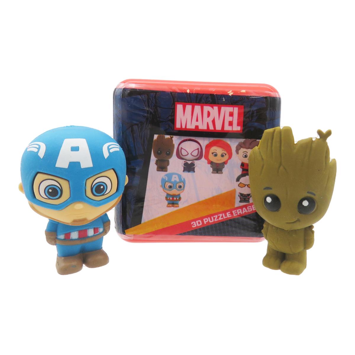 Imagem 0 de Puzzle Palz Capsulas Duplas em Dispensador com Figura de Borracha 3D Marvel CyP Brands Azul Multicolor