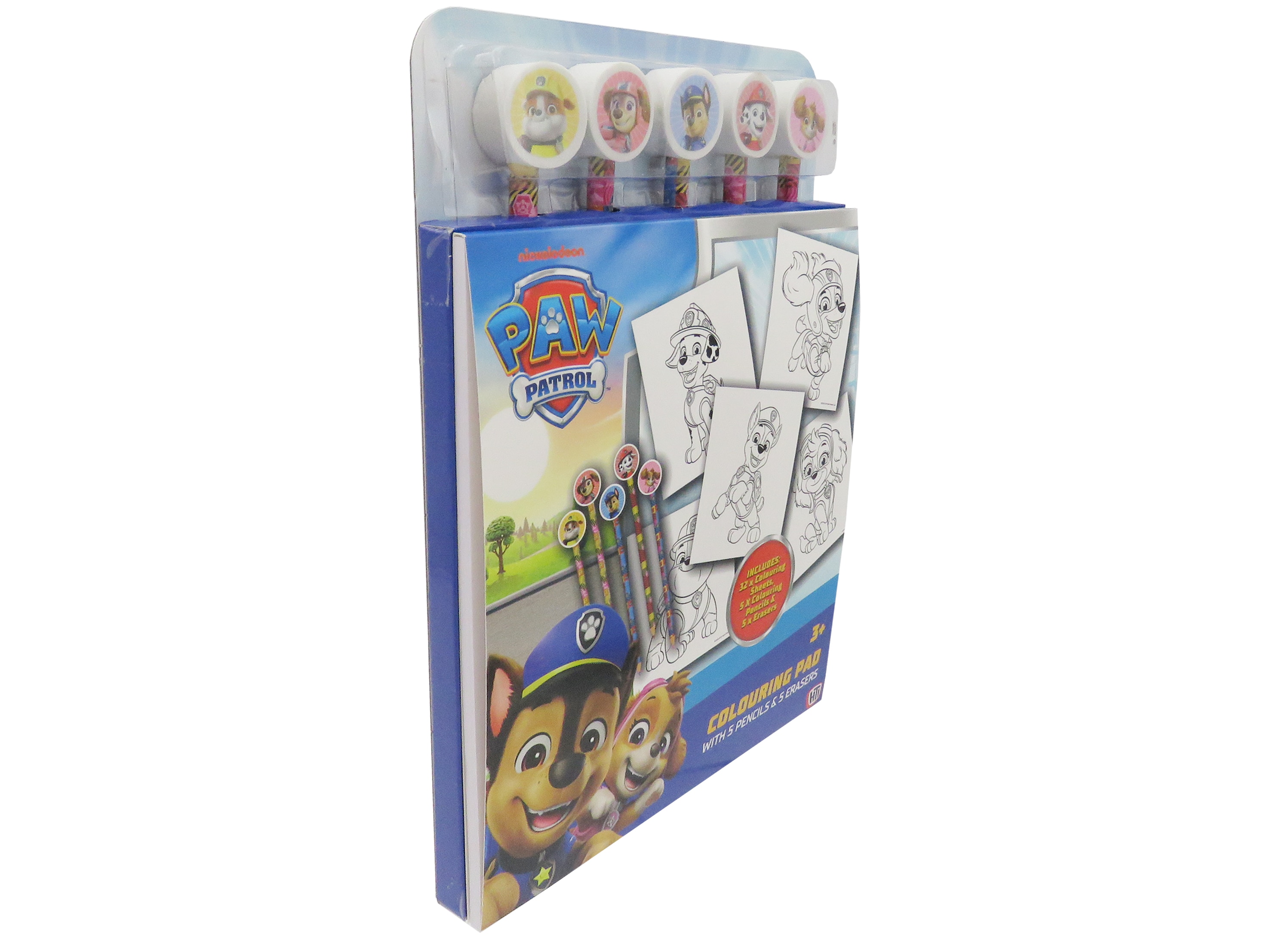Libro de colorear con lapices con goma Paw Patrol CyP Brands azul multicolor Azul / Multicolor-3