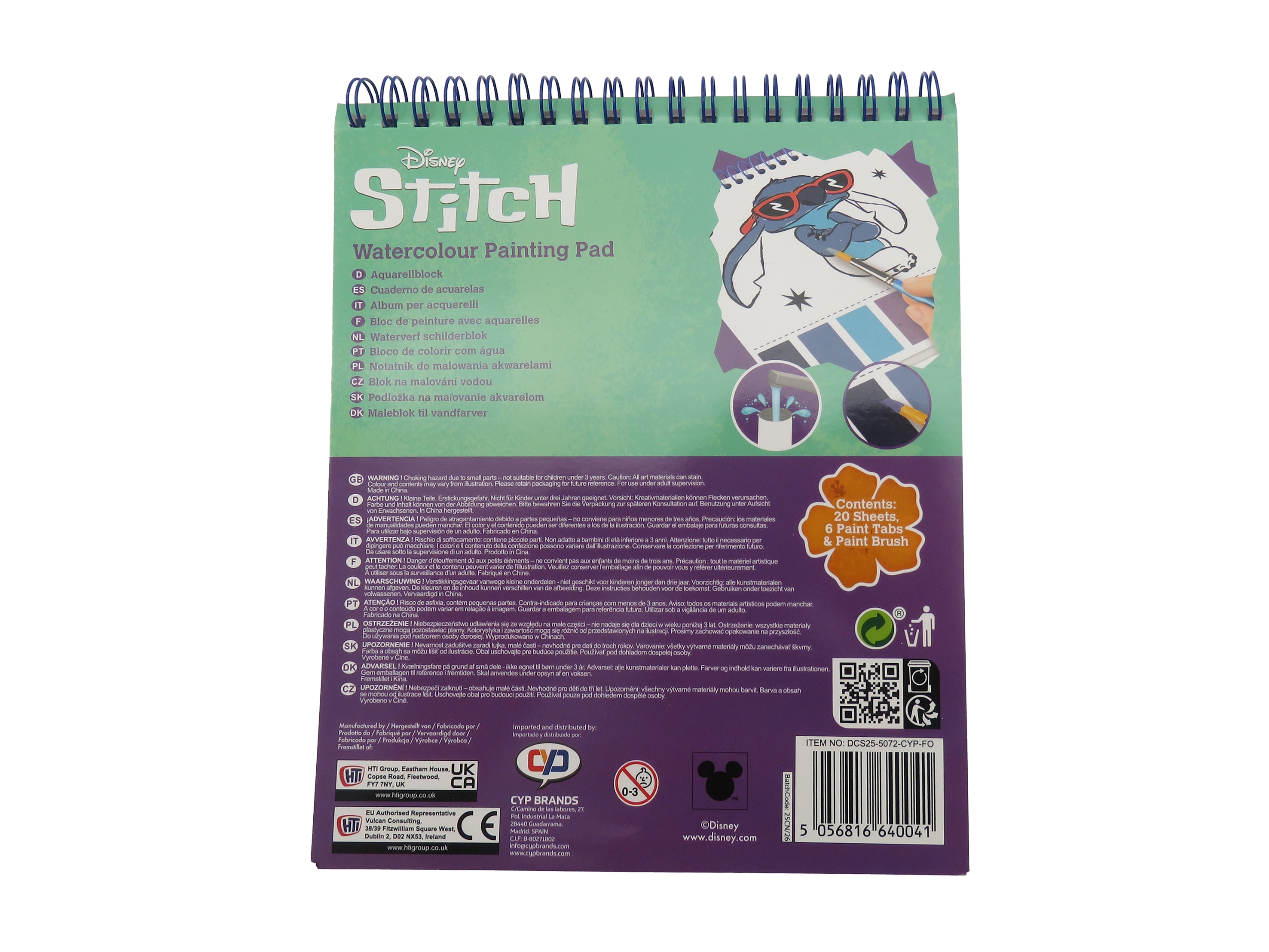 Bloc de dibujo con acuarelas Stitch CyP Brands multicolor multicolor Multicolor-2