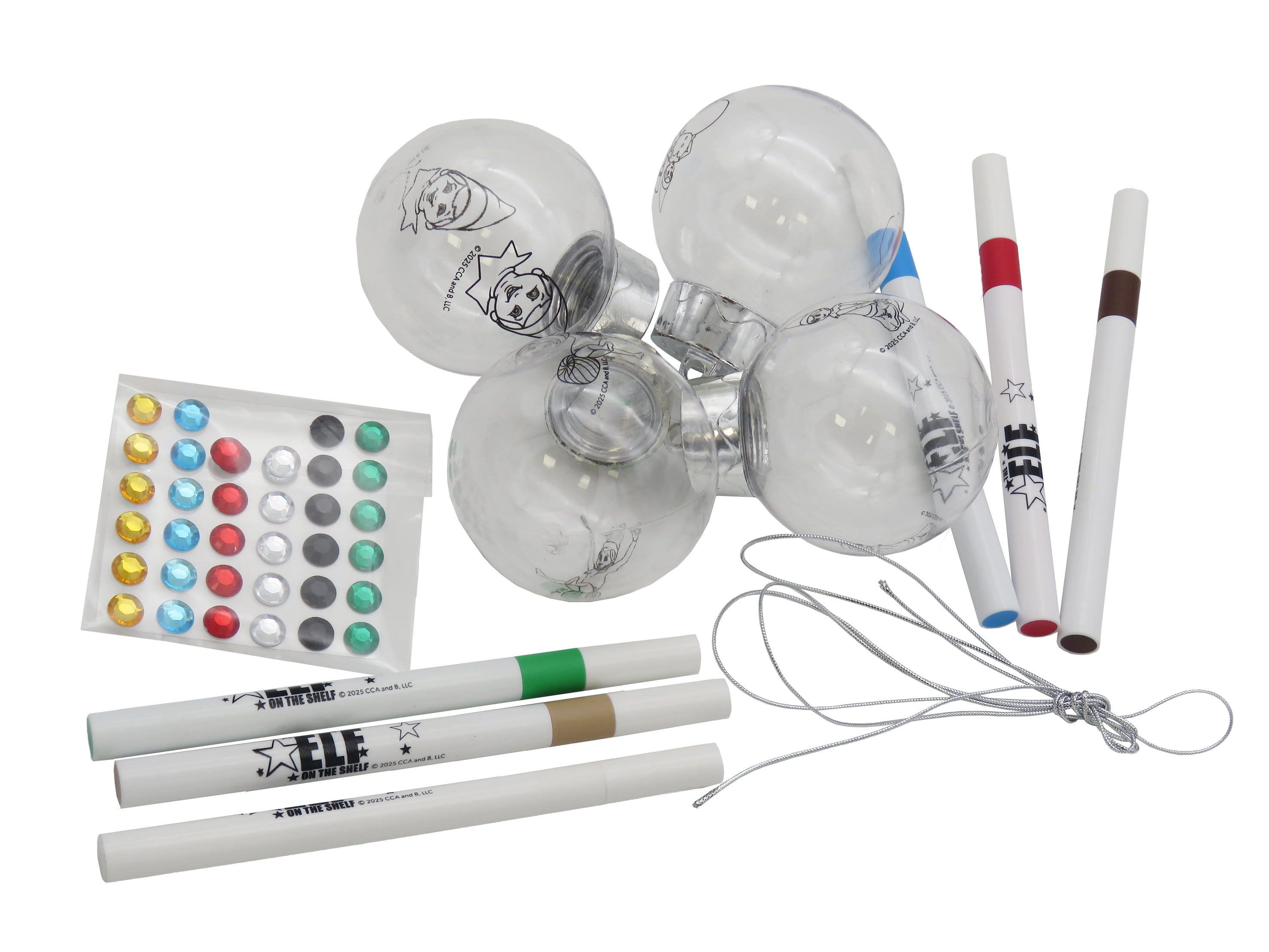 Conjunto para pintar bolas para árvore de Natal Elf on the shelf CyP Brands vermelho0 branco espanhol 3