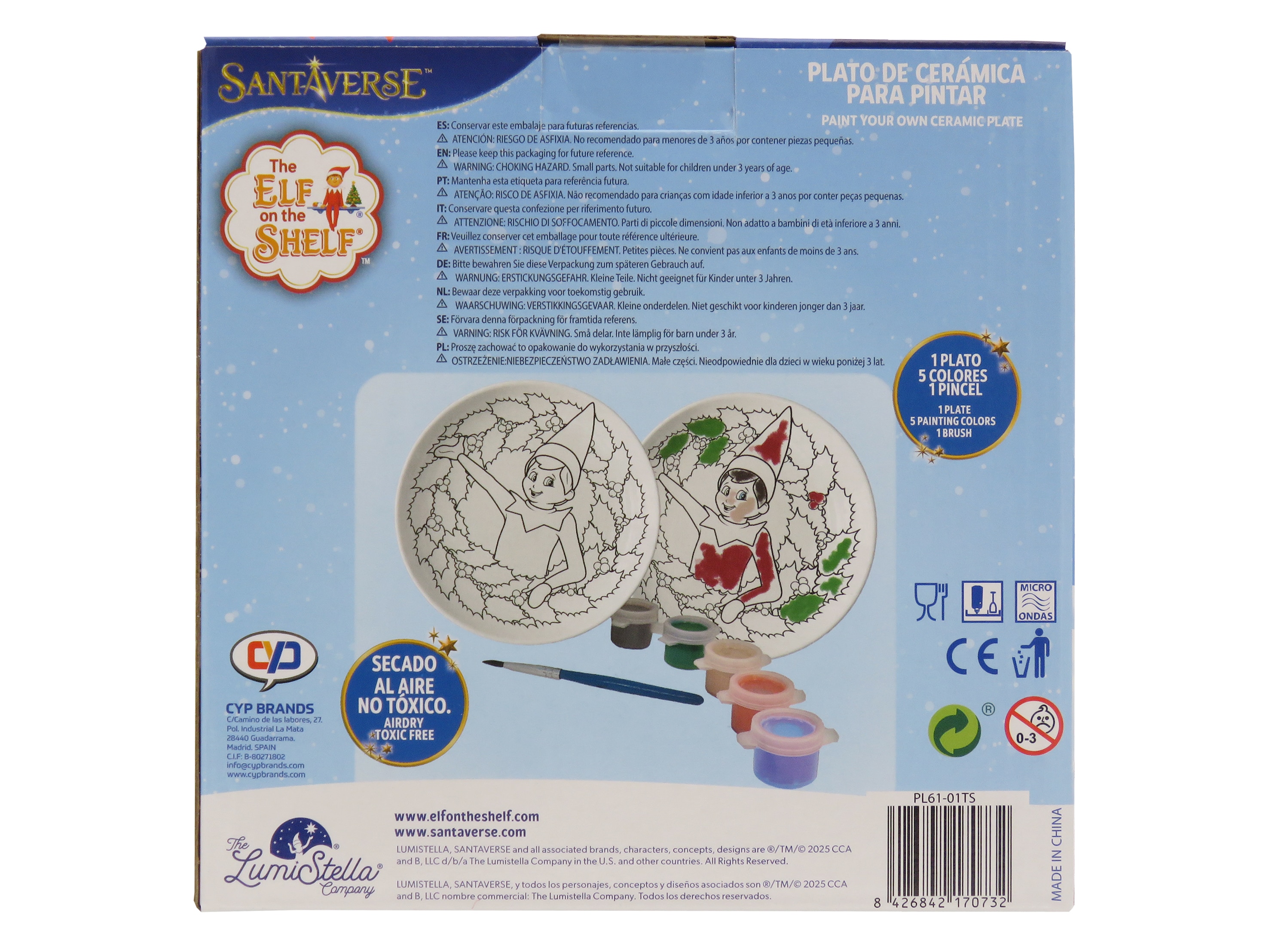 Plato de ceramica para pintar Elf on the shelf rojo multicolor castellano 4