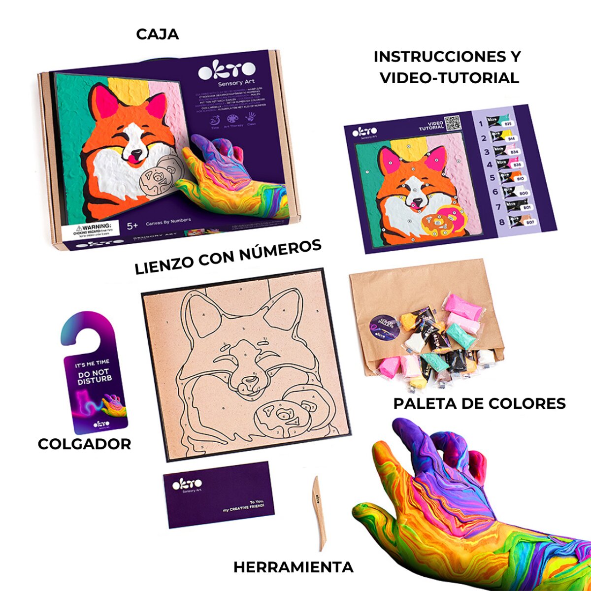 Set de pintar por números Air clay suave al tacto FOX OKTO Multicolor-3