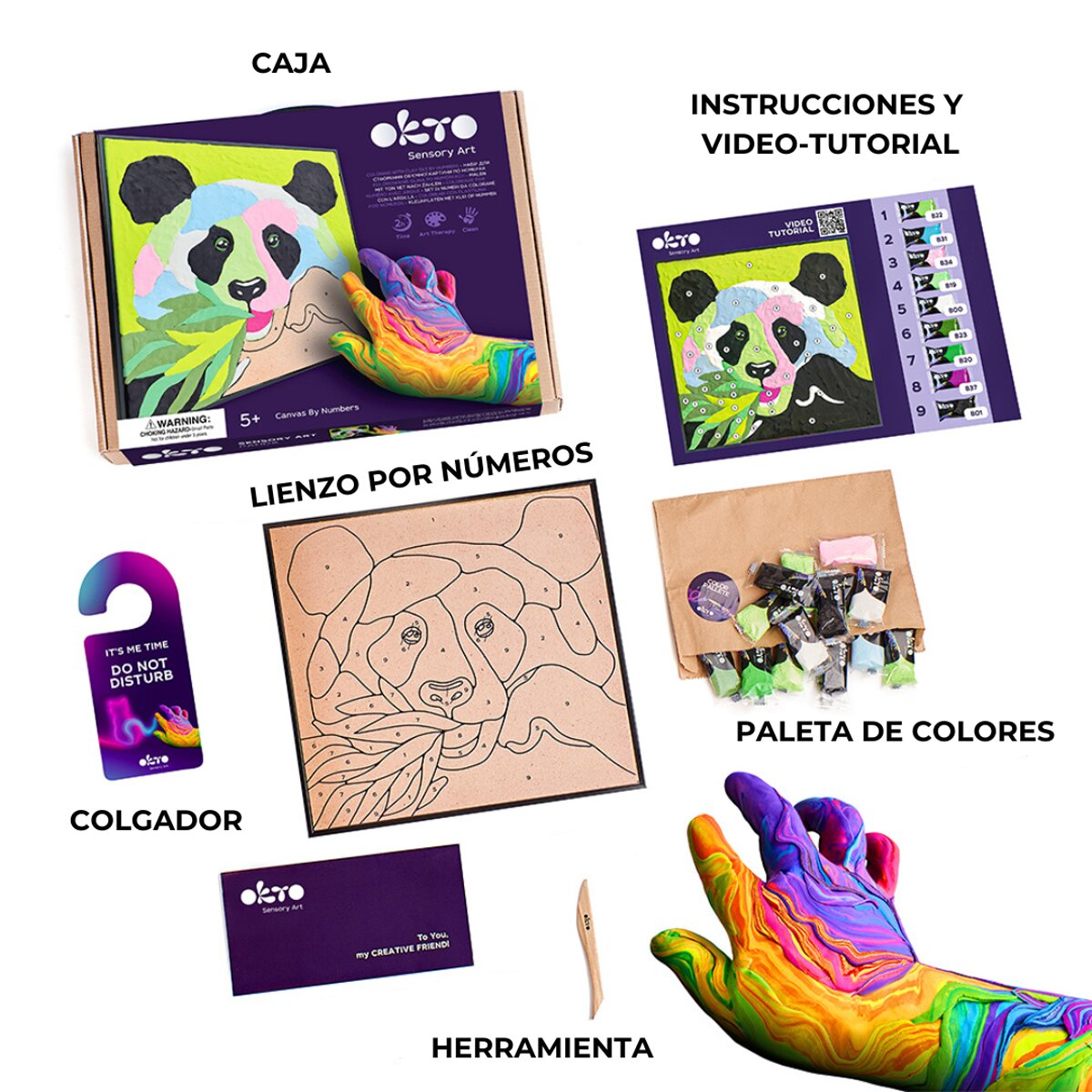 Set de pintar por números Air clay suave al tacto PANDAOKTO Multicolor-3