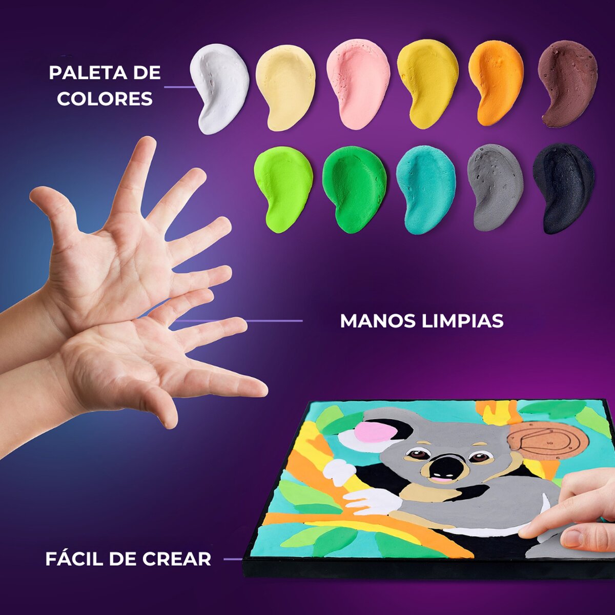Set de pintar por números Air clay suave al tacto KOALA OKTO Multicolor-3