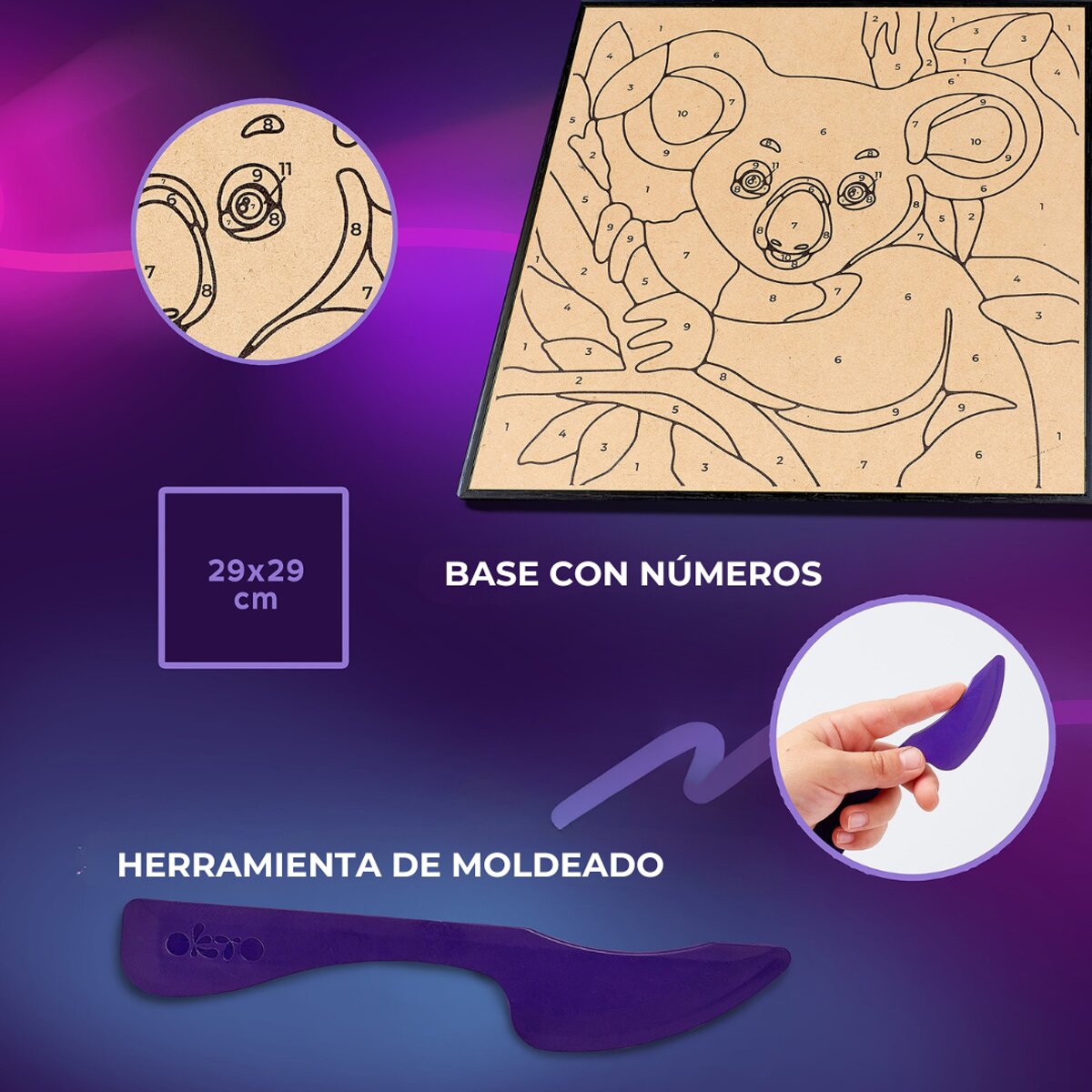 Set de pintar por números Air clay suave al tacto KOALA OKTO Multicolor-4