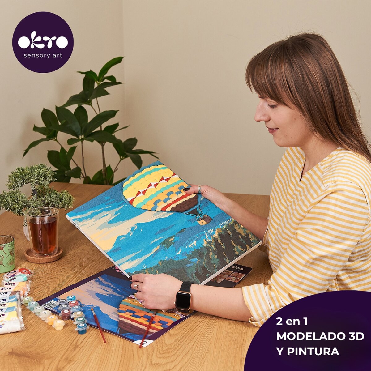 Pintar por números y Air clay suave al tacto Hot air balloon flight OKTO&Ideyka Multicolor-3