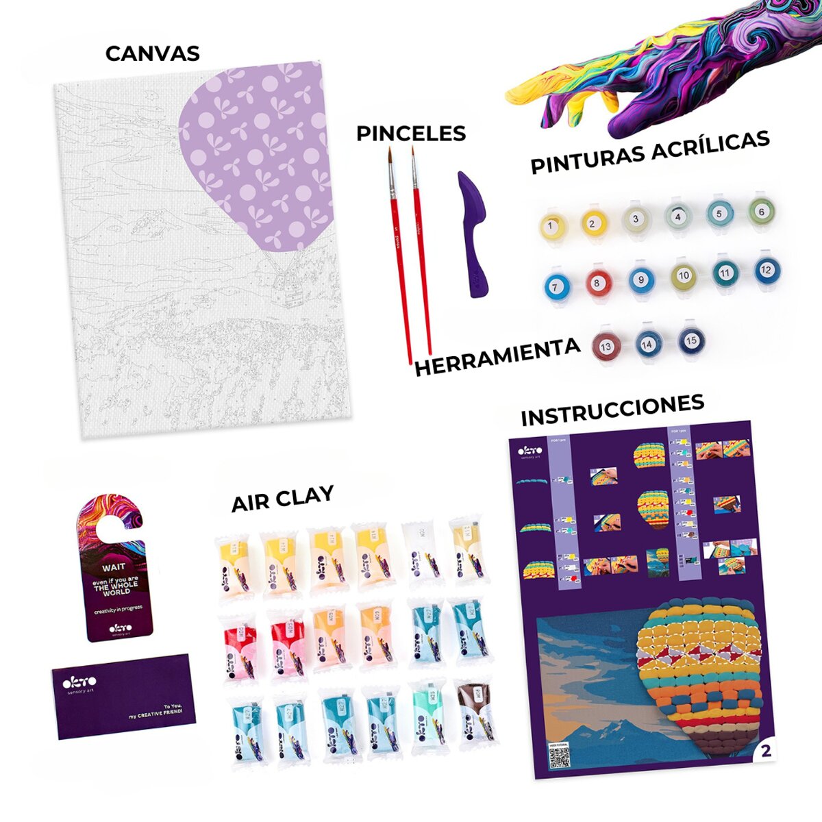 Pintar por números y Air clay suave al tacto Hot air balloon flight OKTO&Ideyka Multicolor-4