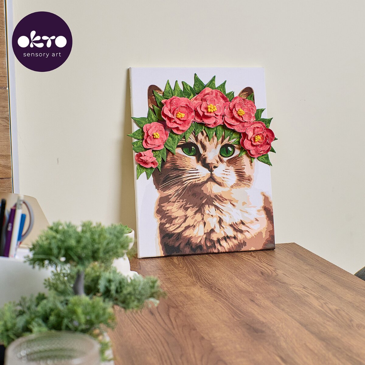 Pintar por números y Air clay suave al tacto A Cat in a Flower crown OKTO&Ideyka Multicolor-8