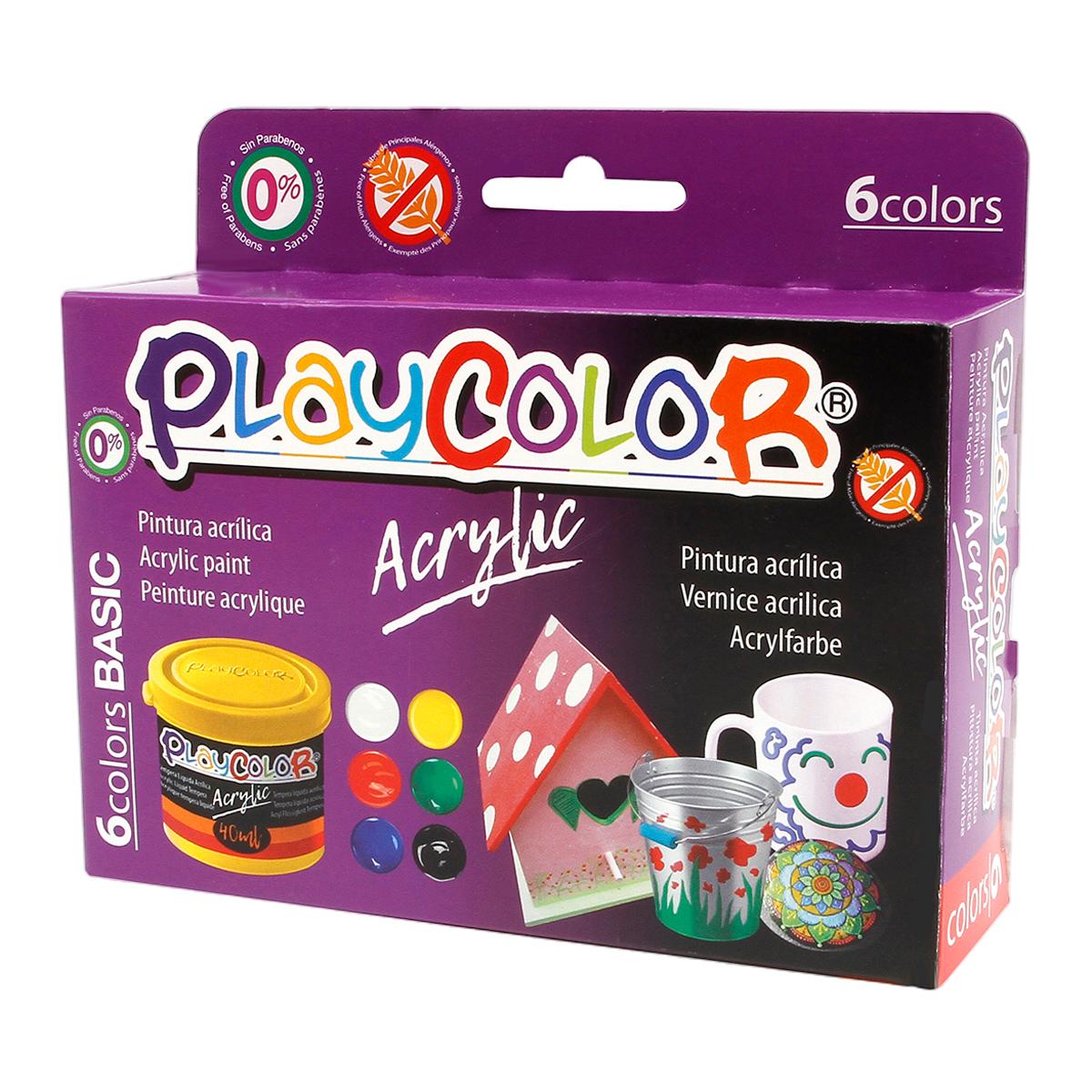 Imagem 0 de Estojo 6 Tinta Acrílica 40ml Basic Playcolor Alpino