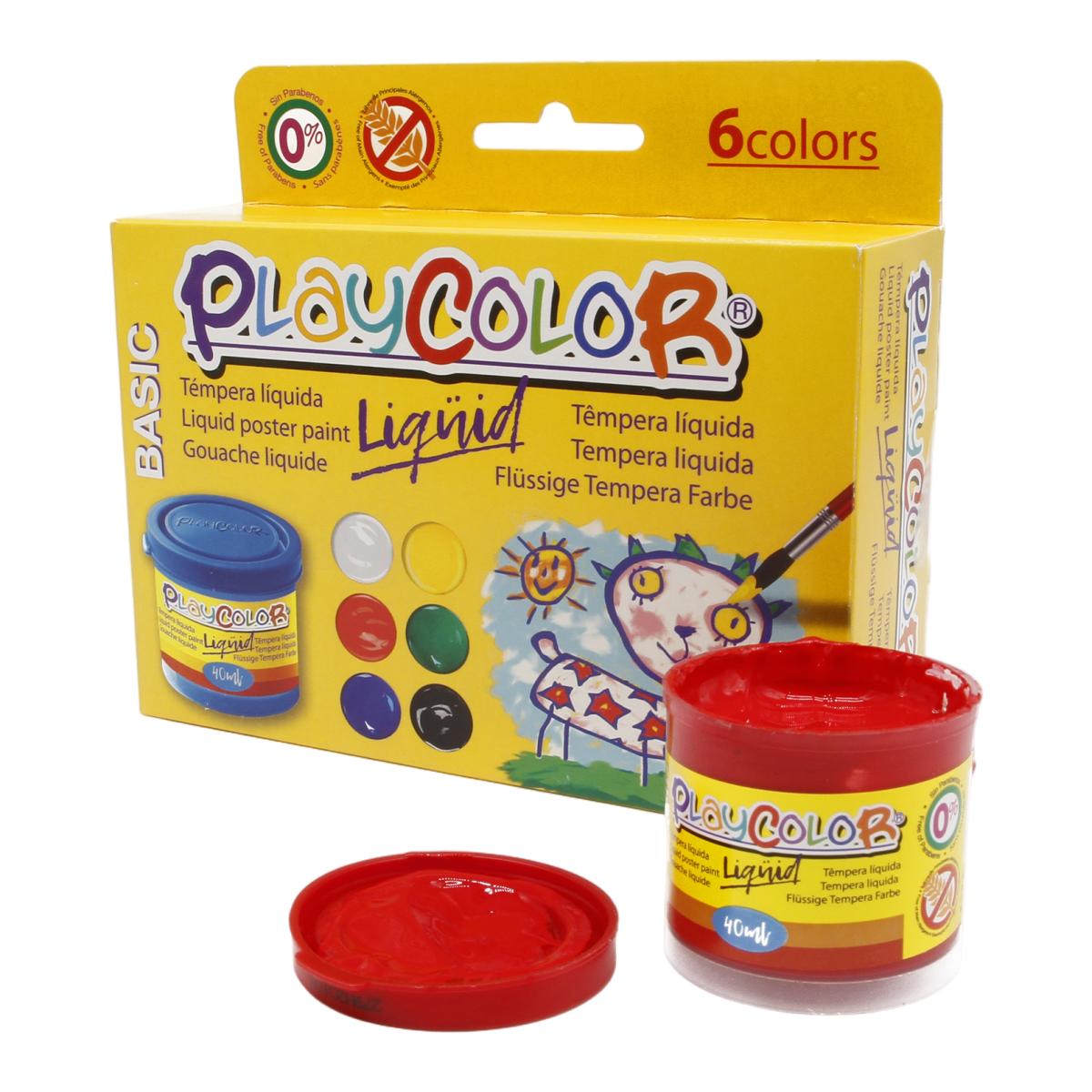 Imagem 0 de Estojo  6 Tinta Guache Líquida 40ml Basic Playcolor Alpino