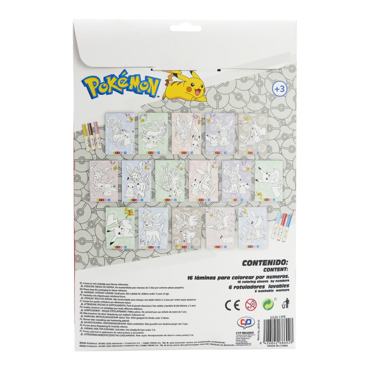 Conjunto para Pintar Pokémon por Numeros em Envelopes CyP Brands Multicolor-2