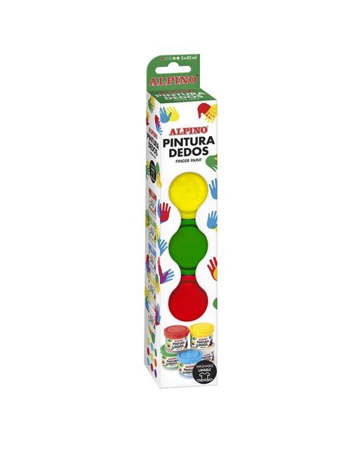 Imagen 0 de Pack 5 botes pintura dedos de 40ml Alpino multicolor