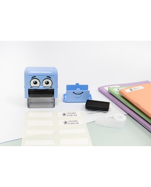Marcador de ropa y libros personalizable para adultos y niños + cinta + etiquetas Marky azul Negro / Azul-3