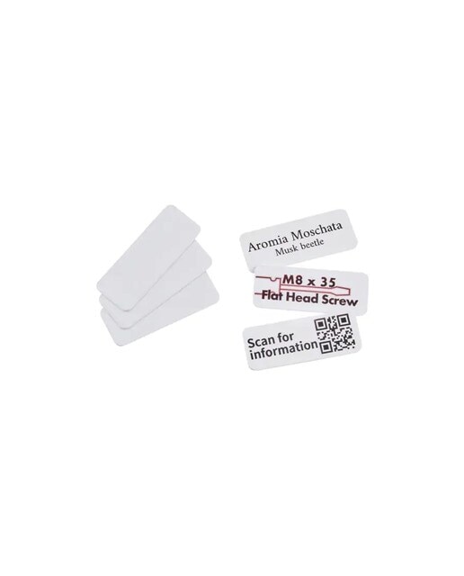 Imagem 0 de Pack 50 Placas PVC Adesiva 45x18mm para Impressora E-mark Colop - Branco Brilhante