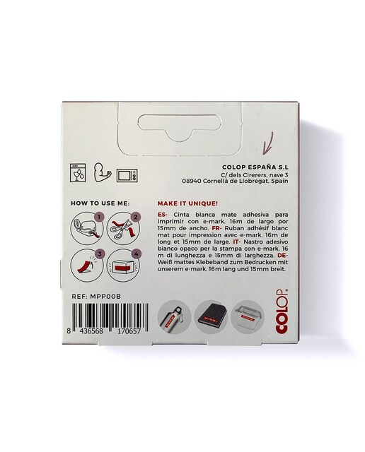 Fita Adesiva 16mx15mm E-mark Colop Mate Branco mate-2