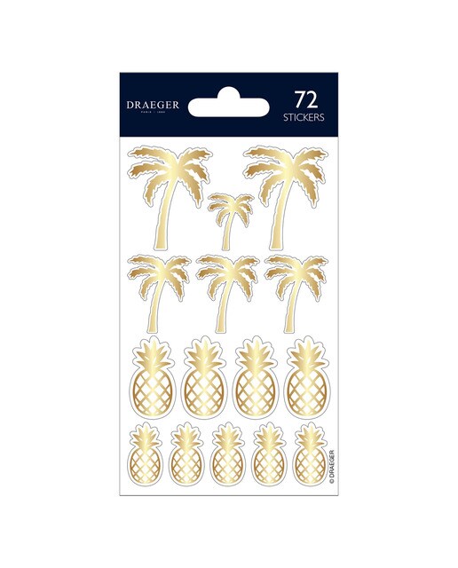Imagem 0 de Sticker 15 Autocolantes Ananases e Palmeiras em PVC - Dourado