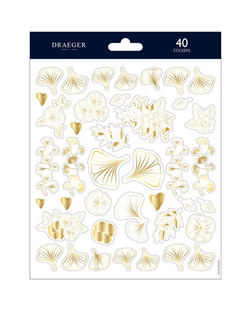 Imagen 0 de Sticker 40 pegatinas pvc y foil hojas de Ginko Draeger marrones y dorados