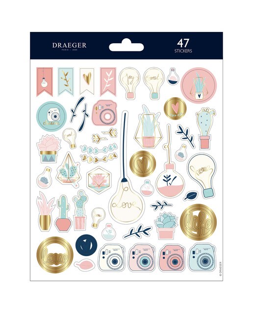Sticker 48 Autocolantes Lâmpadas e Câmaras em PVC e Foil - Tons Pastel 1