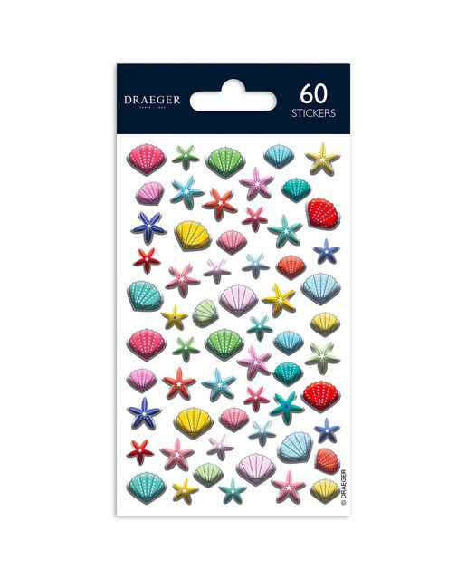 Imagem 0 de Sticker Kids 60 Autocolantes Estrelas de Mar e Vieiras em PVC - Multicolor