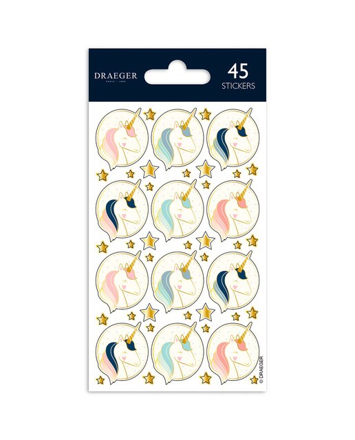 Sticker Kids 45 Autocolantes Unicórnios em PVC e Foil - Tons Pastel/Dourado 1