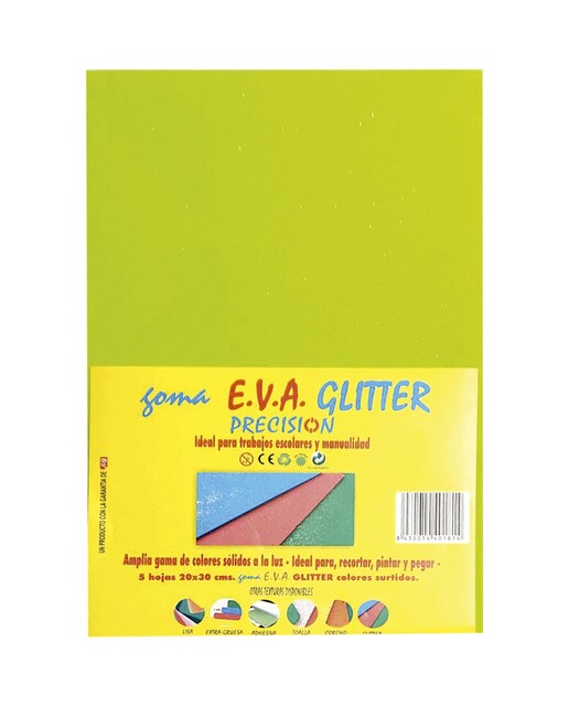 Blister 5 Folhas Eva Precisão Glitter - 21x28 cm 1