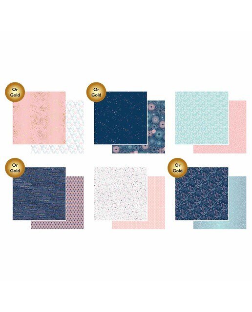 Conjunto 6 Folhas Papel Impresso Recto/Verso 12 Desenhos Constelações 2