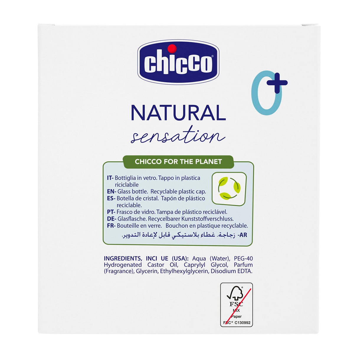 Agua perfumada NATURAL sensation botella vidrio Chicco 100ml 0m+ - Azul claro Azul claro-4