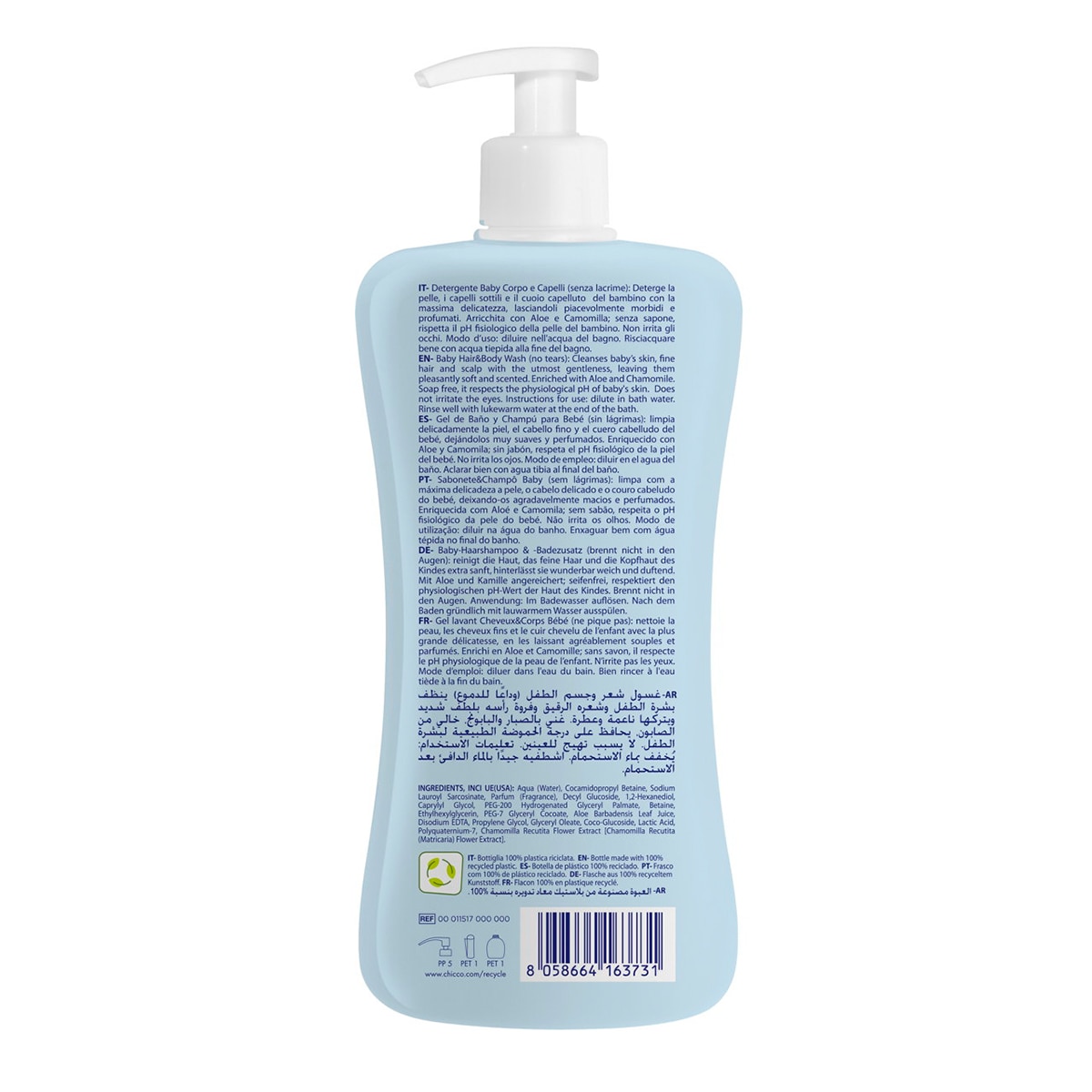 Gel cuerpo cabello NATURAL sensation Chicco 500ml 0m+ - Azul claro Azul claro-2