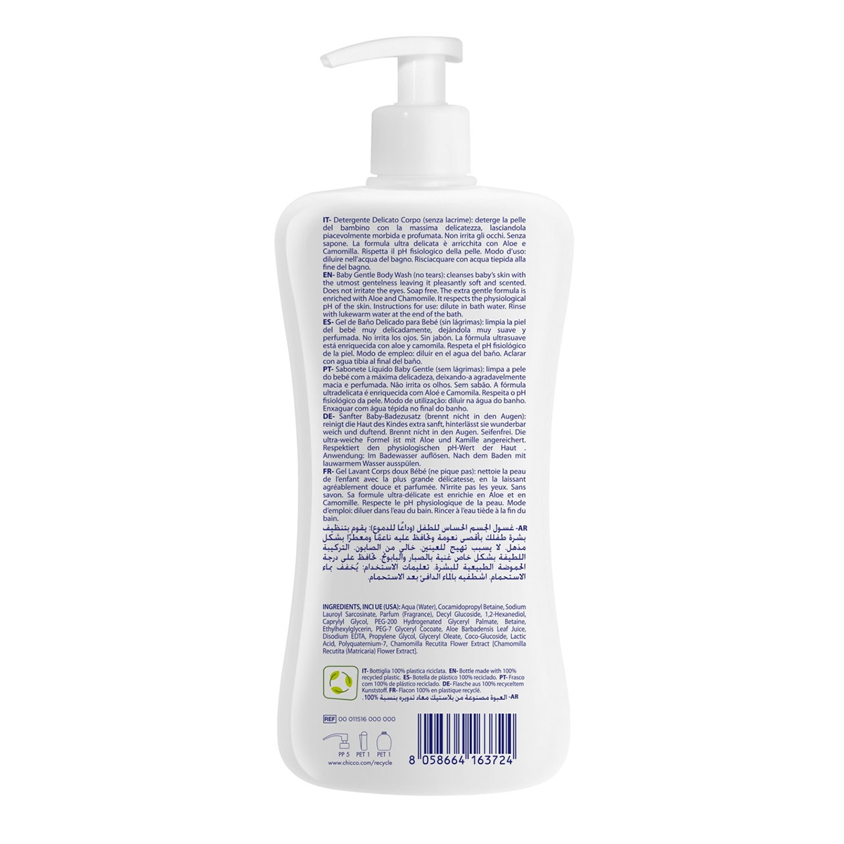 Gel de baño NATURAL sensation Chicco 500ml 0m+ Azul claro Azul claro-2