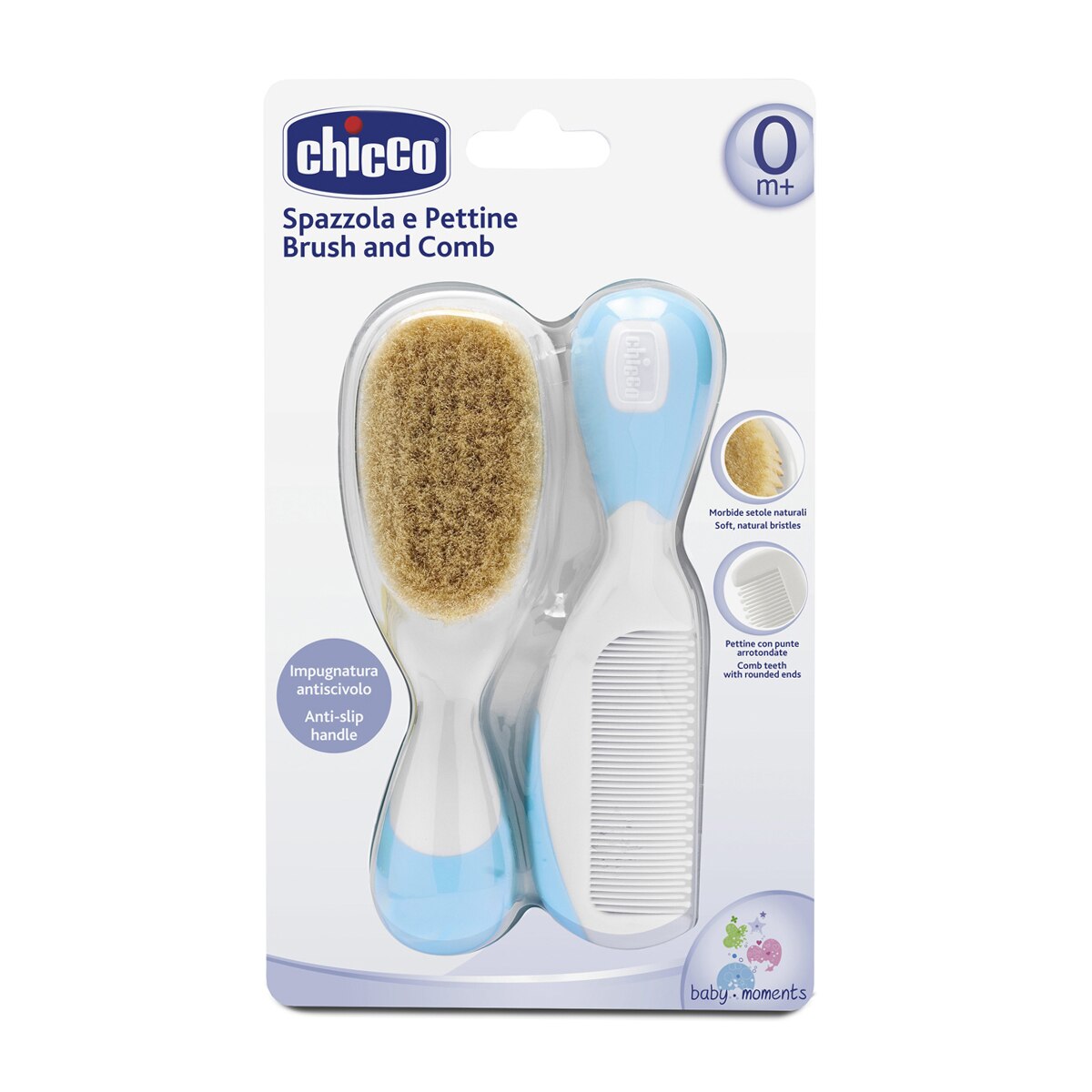 Conjunto de Escova + Pente Pêlo Natural azul Azul-2