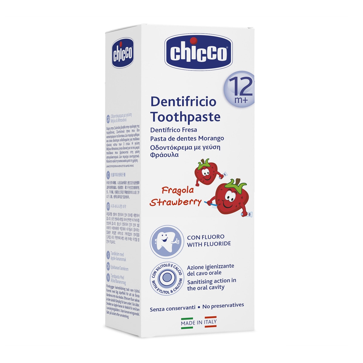 Pasta Dentífrica Chicco +12 M. com Flúor e Cálcio Biológico Sabor Morango branca Branco-2