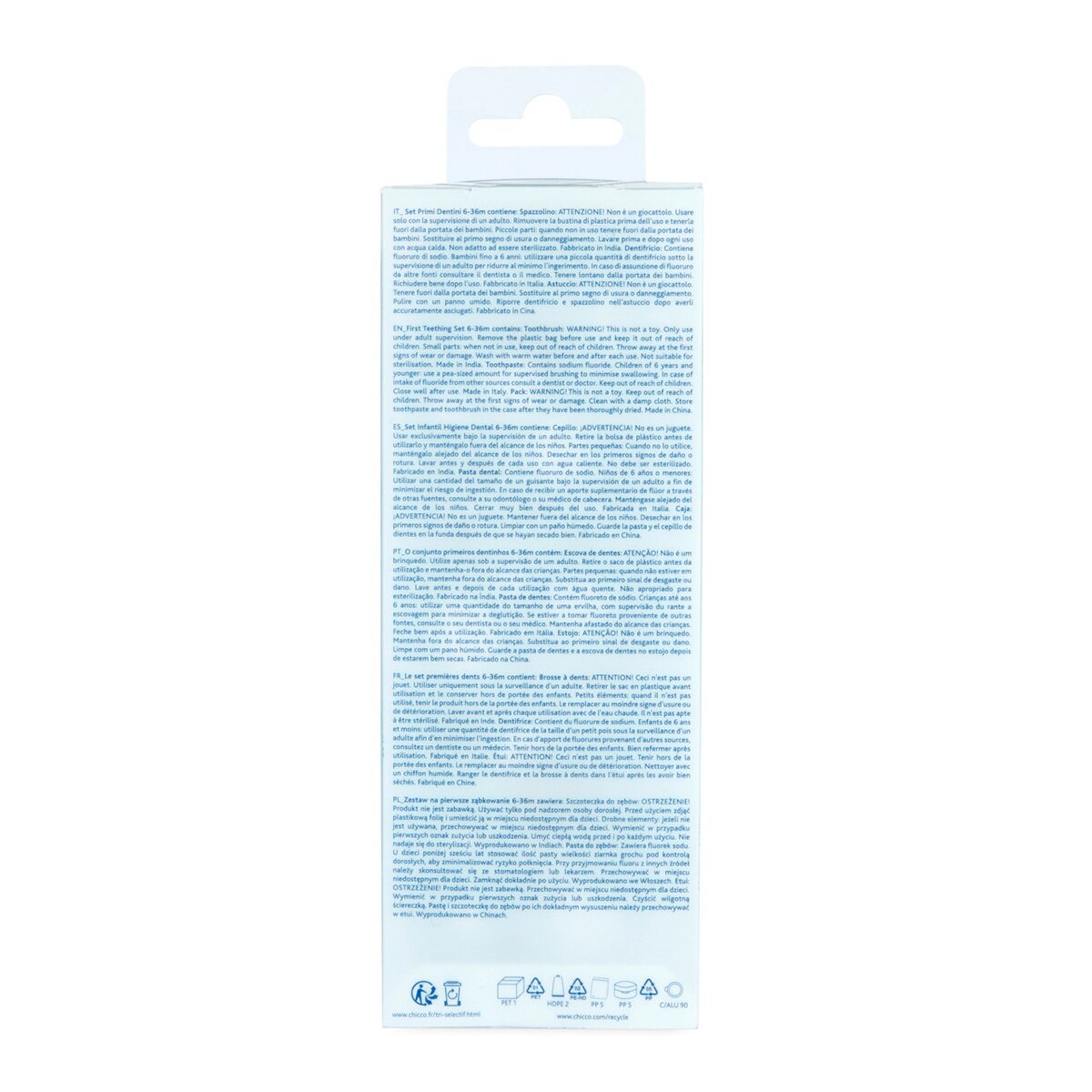 Kit Dentário Chicco Escova e Pasta Fresca com Flúor (6-36 M.) azul Azul-4