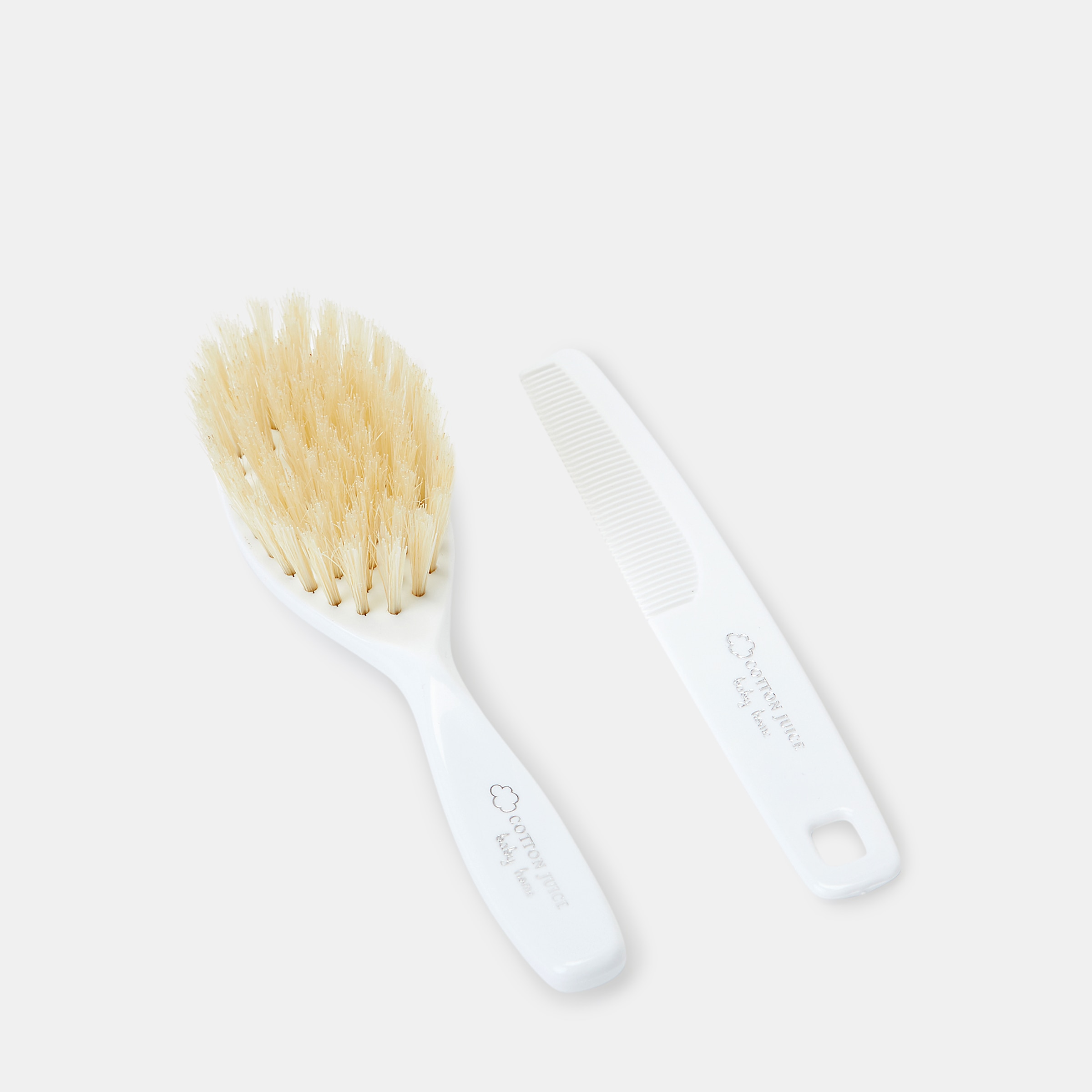 Conjunto Pente e Escova de Cerdas Naturais Branco-1