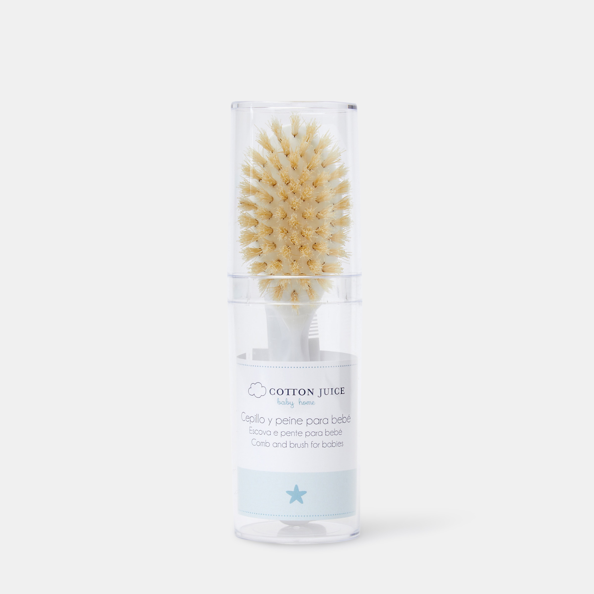 Conjunto Pente e Escova de Cerdas Naturais Branco-3