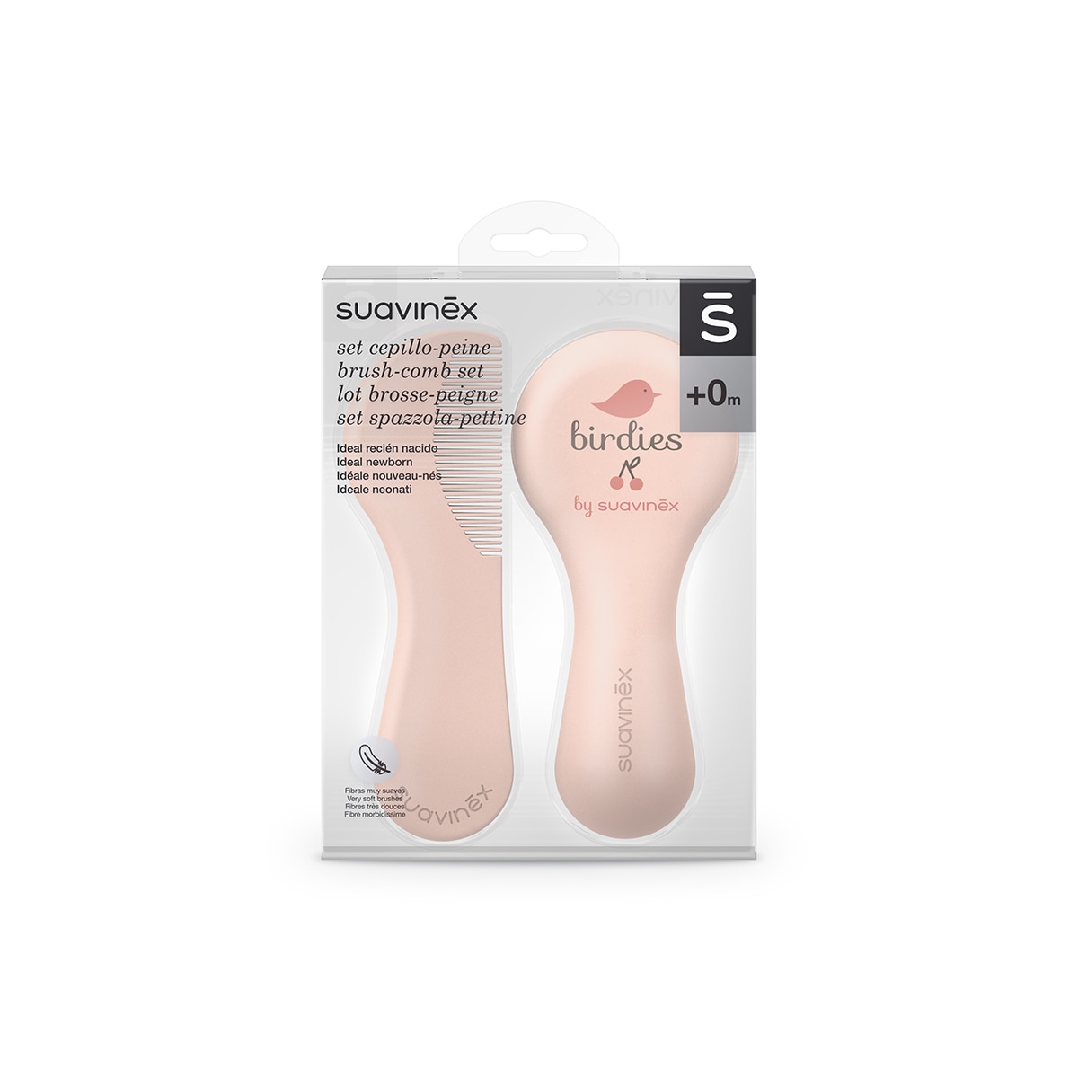 Conjunto de Escova de Fibras e Pente para Recém-Nascido - 0+ M Rosa-claro-2