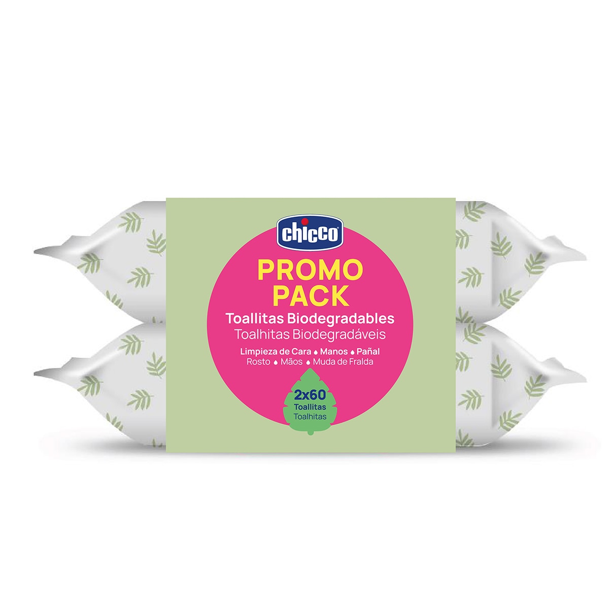 Toallitas biodegradables Chicco con tapa para Bebé 2 packs de 60Uds - Verde anticuario Verde anticuario-1