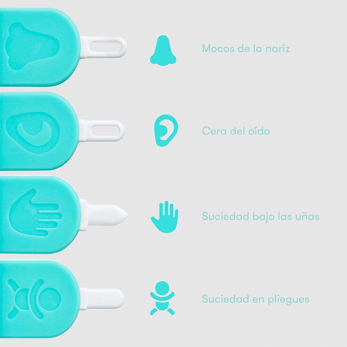 Limpiador 3 en 1 Frida nariz, uñas y oído Blanco-2