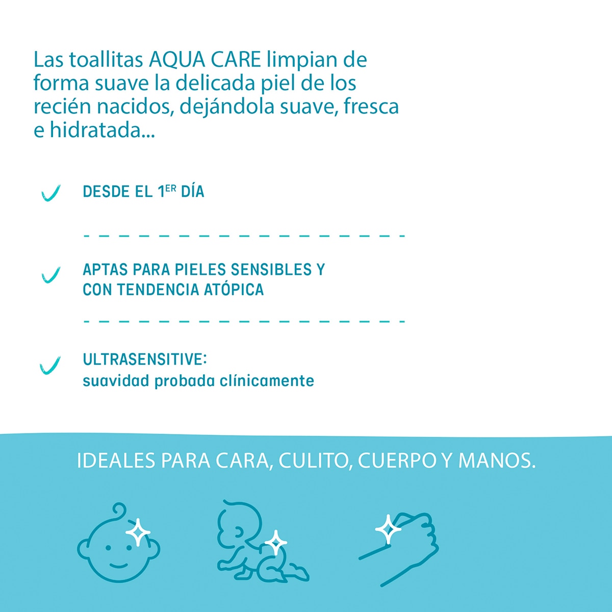Toalhitas Aqua Care - Pack de 60 Unid Branco-3
