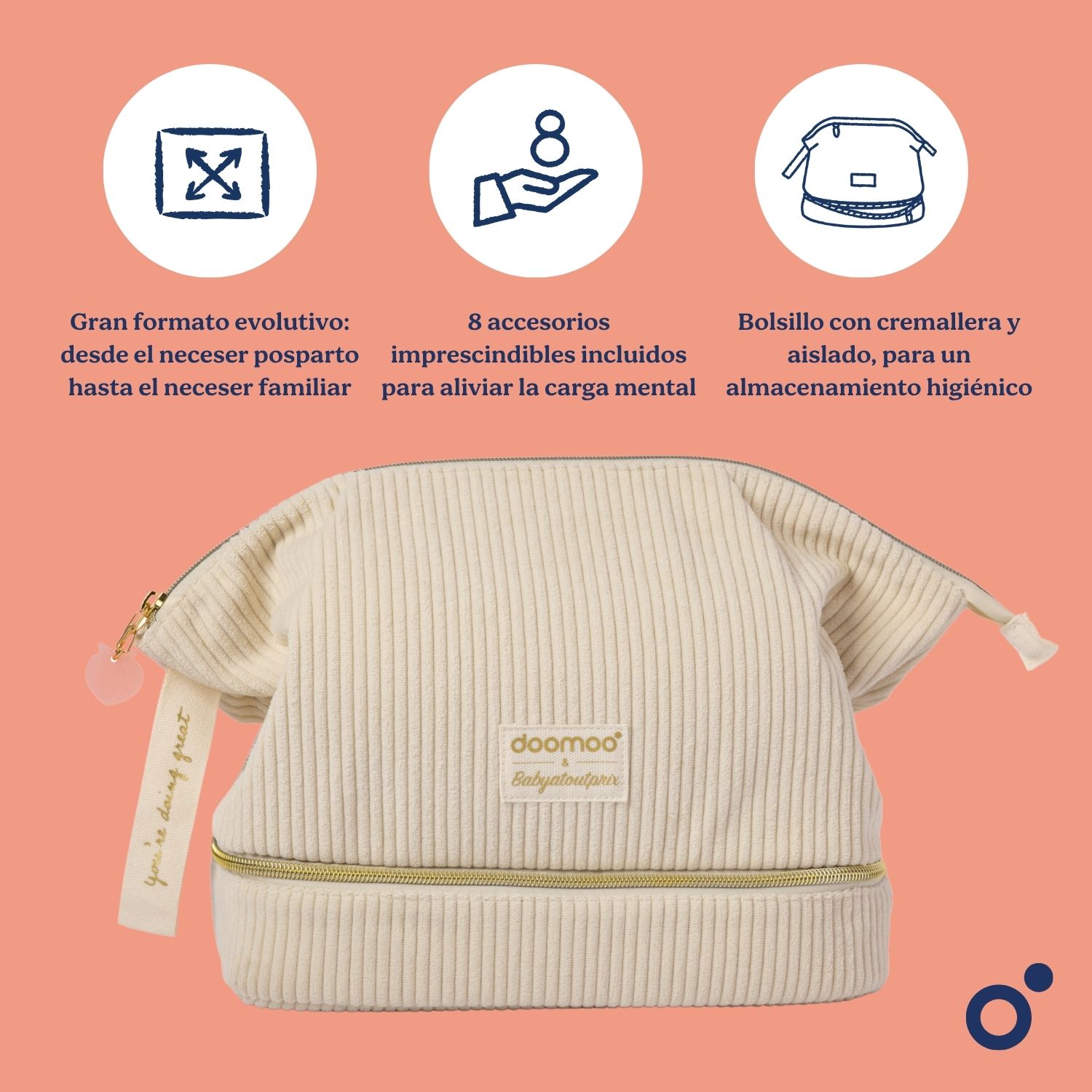Neceser de maternidad Doomoo & Shinn Care Mommy Vanity - Crudo Crudo-5