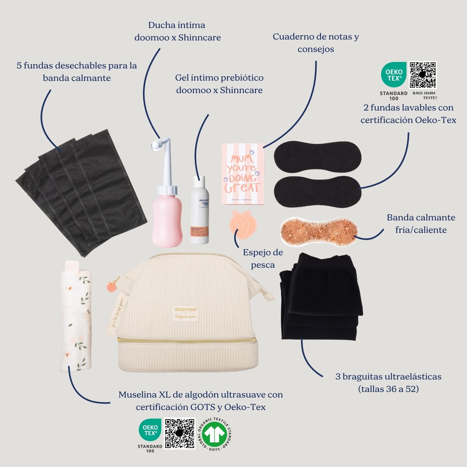 Neceser de maternidad Doomoo & Shinn Care Mommy Vanity - Crudo Crudo-7