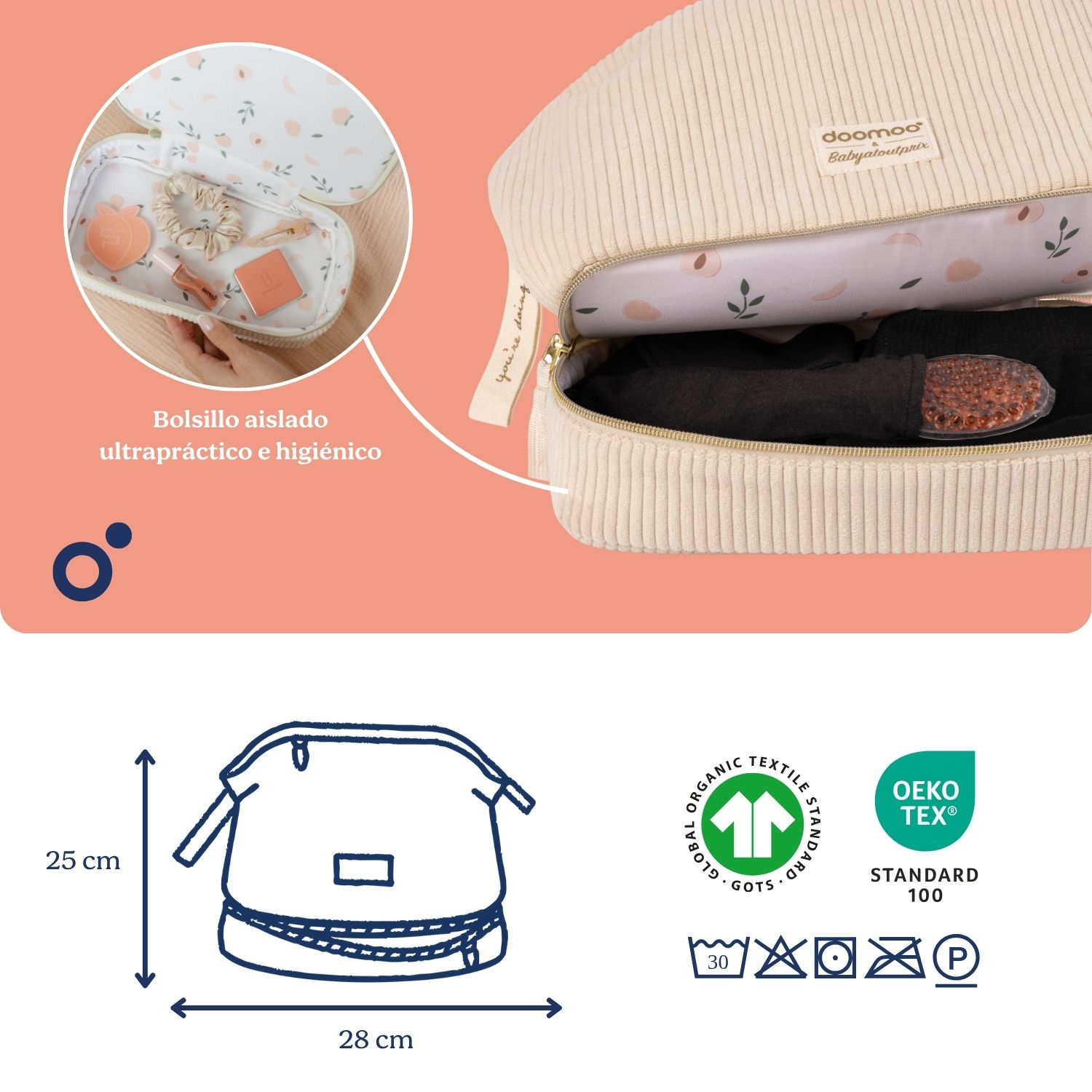 Neceser de maternidad Doomoo & Shinn Care Mommy Vanity - Crudo Crudo-11